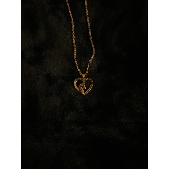 Unicorn in a heart pendant necklace.  0201 - Picture 2 of 5